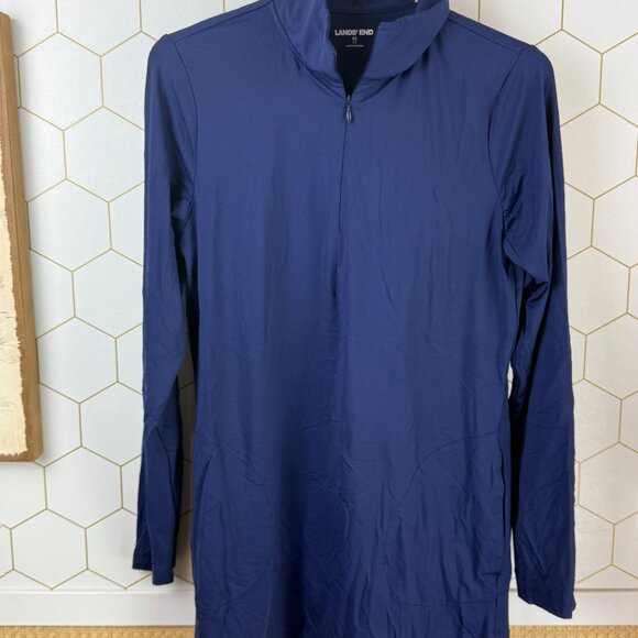 Lands' End Blue Quarter Zip Long Sleeve Tunic Rash Guard Cover-up - Size - XS - Picture 7 of 7